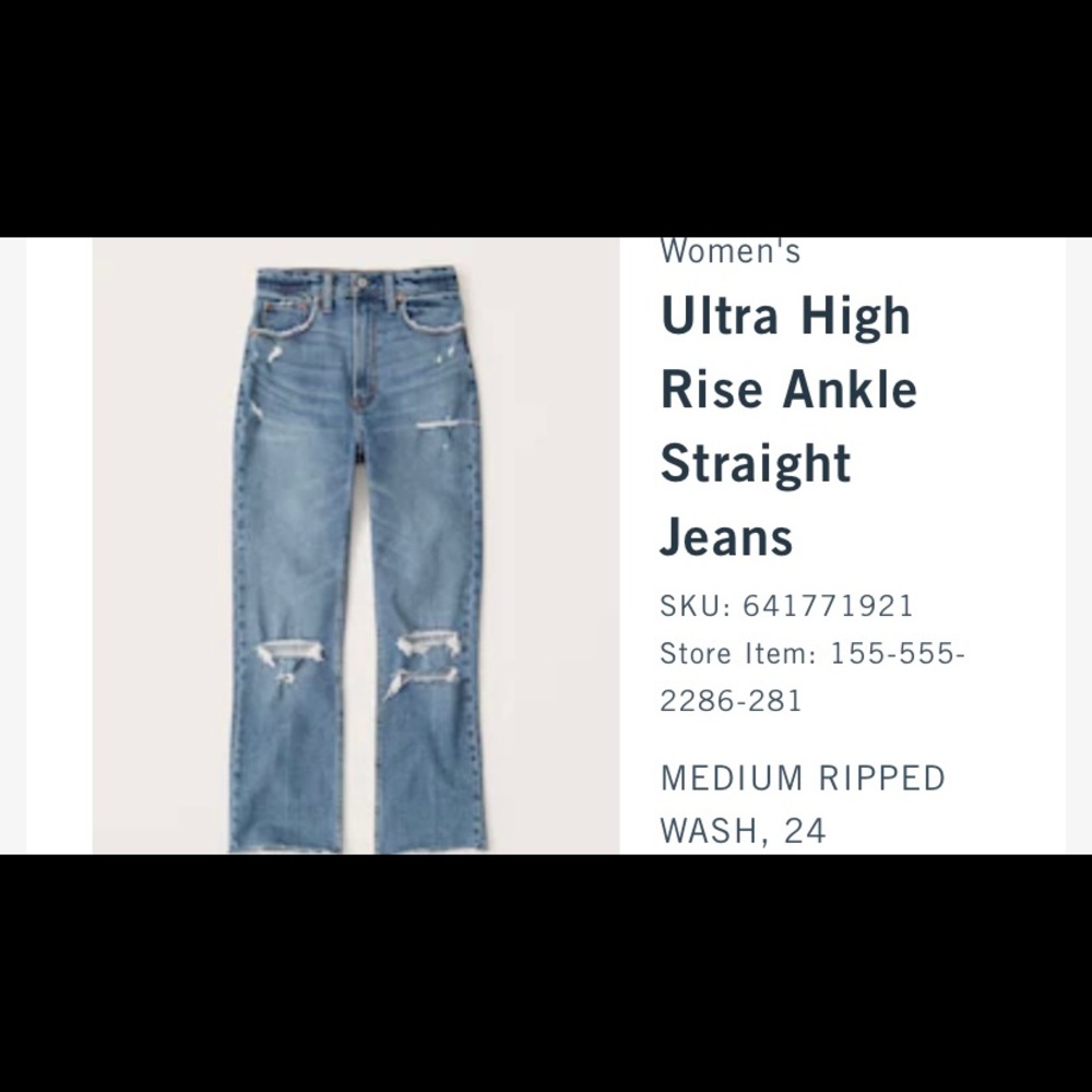 Abercrombie Ankle Straight Ultra High Rise Jeans